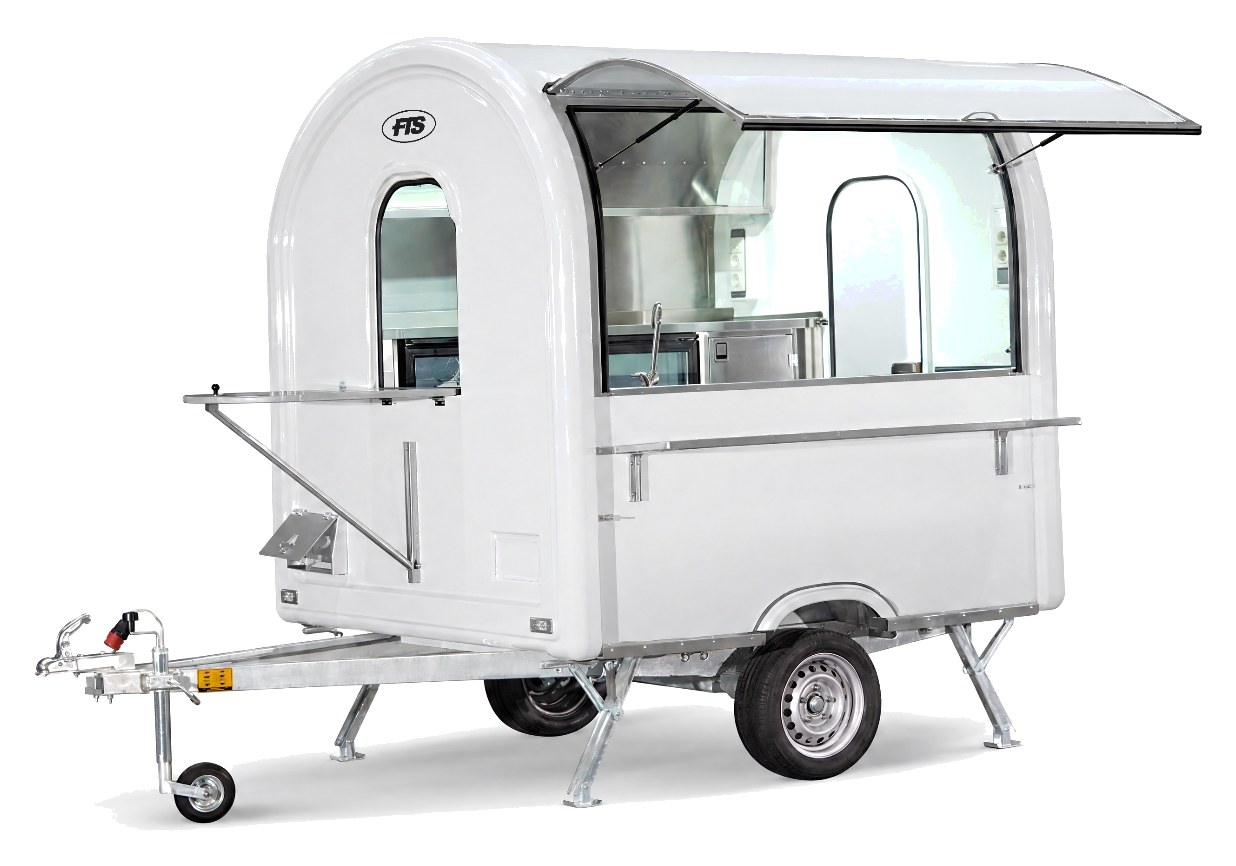 Koffietrailer en mobiele bar Barista in het wit