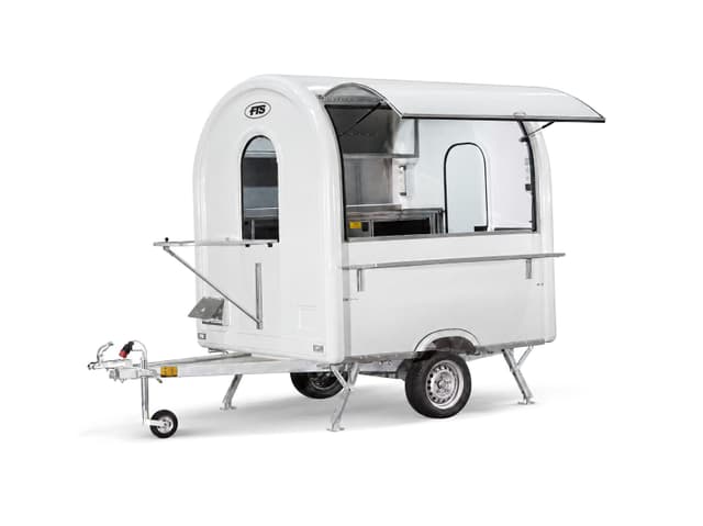 Remorque food truck L’Essentiel blanche, format AIR 220